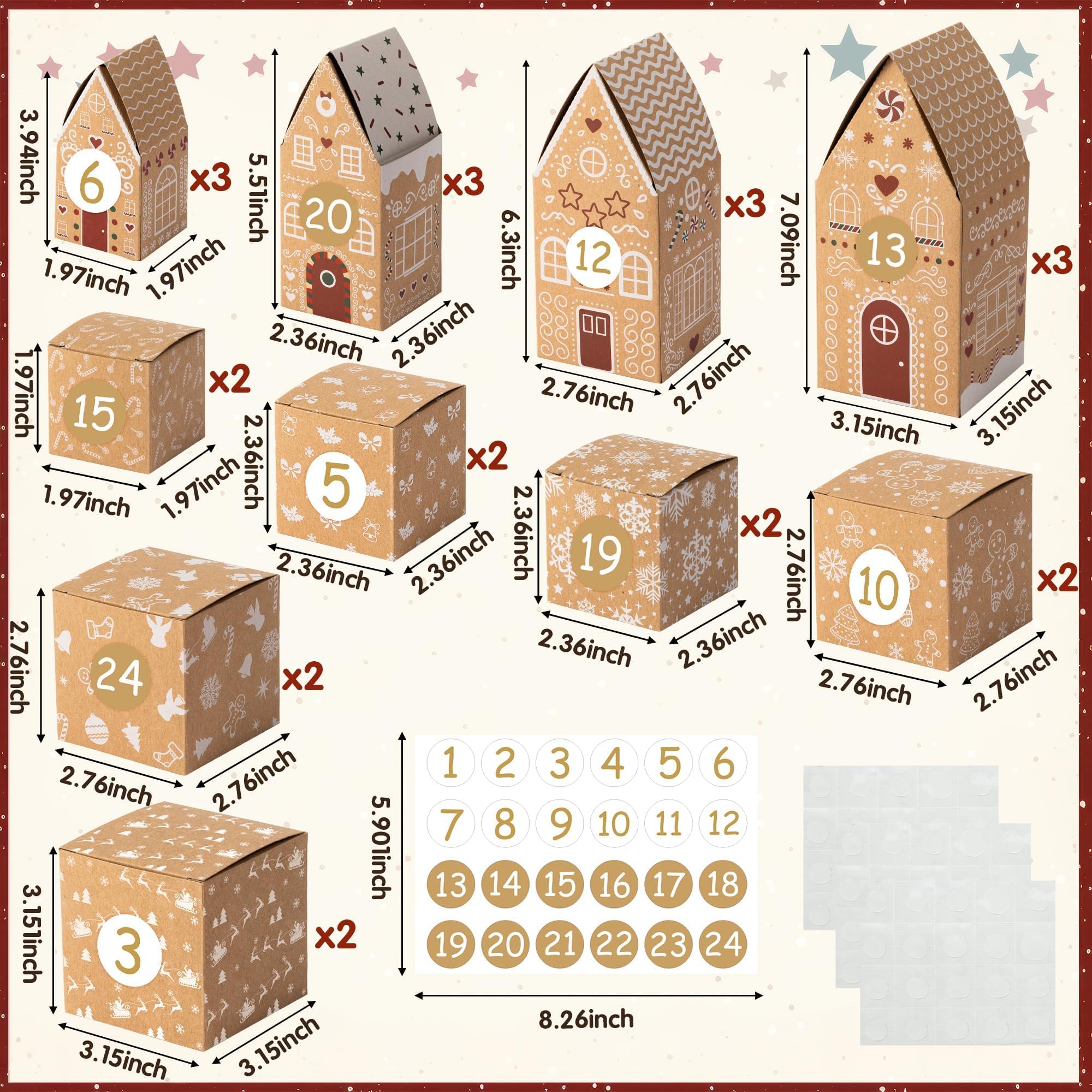 AsodSway Christmas Advent Calendar Boxes - 28P Christmas Candies Treats Boxes Empty Advent Calendar Boxes to Fill 24 Days Xmas A
